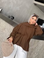 Lace-Up Corset Blouse with Scarf